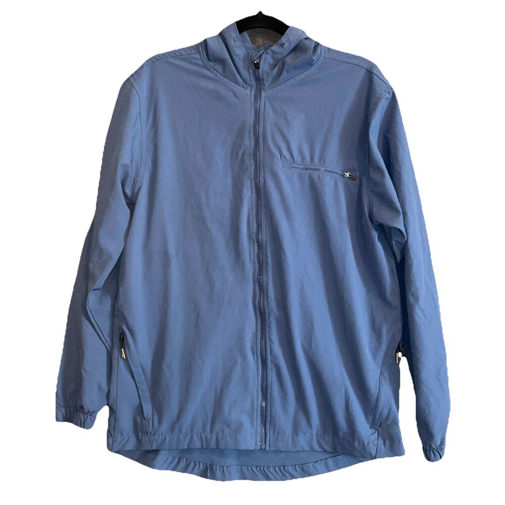 LEG3ND Jacket Mens Full Zip Hooded Blue Lightweight Moisture Wicking Sz Small